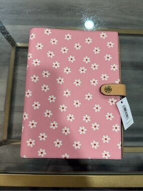 Coach Notebook With Floral Print Gold/ Pink Multi NWT